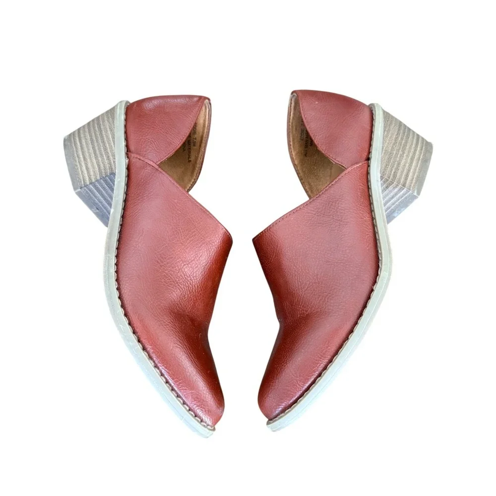 Cynthia Rowley‎ Eddie Cognac Brown D'Orsay Block Heel Booties Womens 7.5M